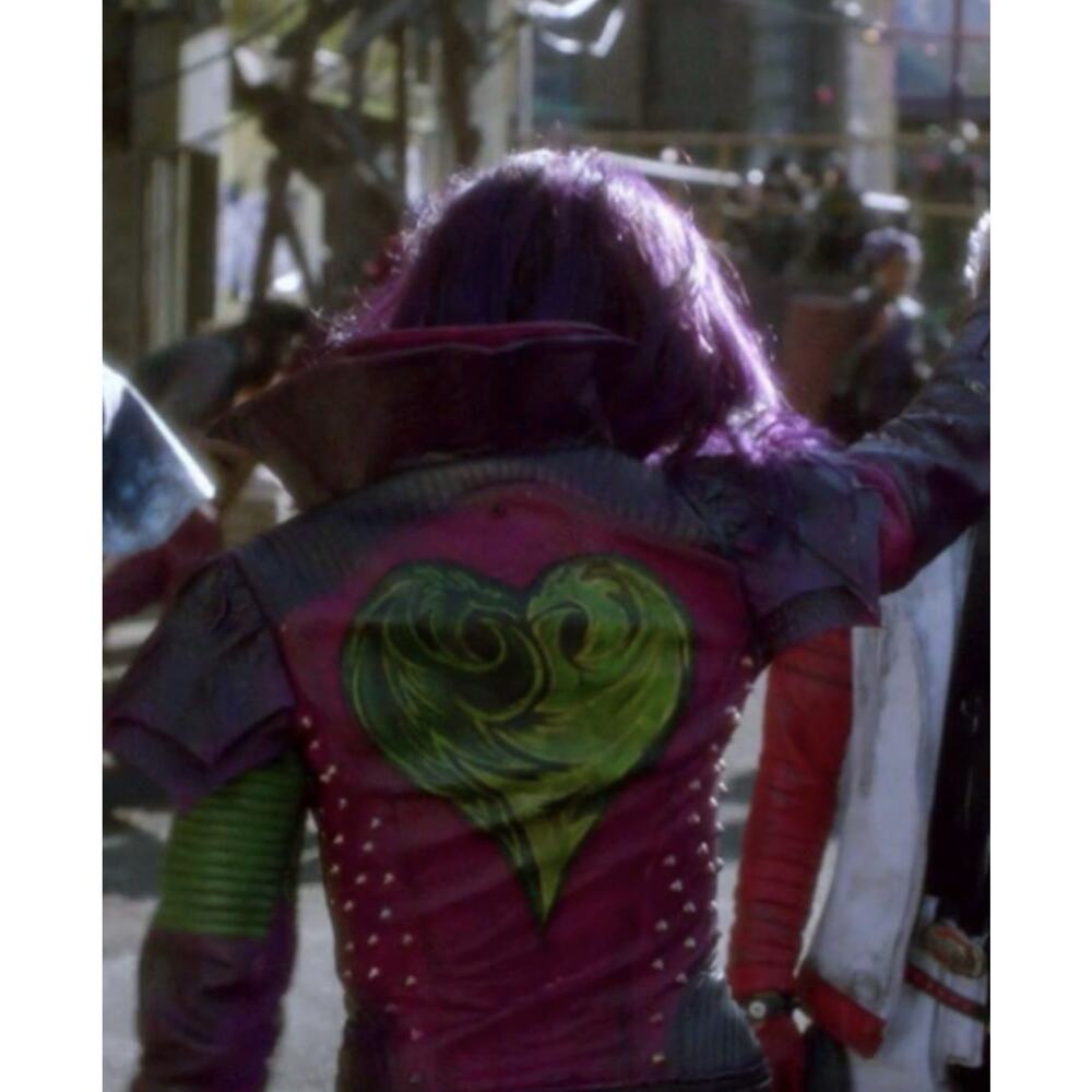 J4 Mal Descendants Dove Cameron Purple Studded Leather Jacket Size M - Picture 5 of 9